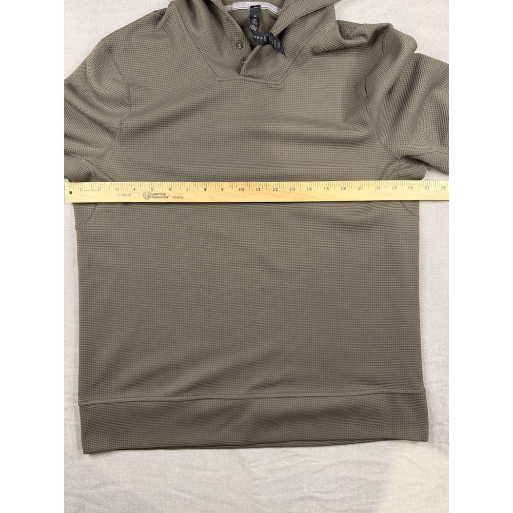 LULULEMON Shift Stitch Hoodie Mens Medium Green Waffle Knit Pullover Performance - Picture 10 of 11